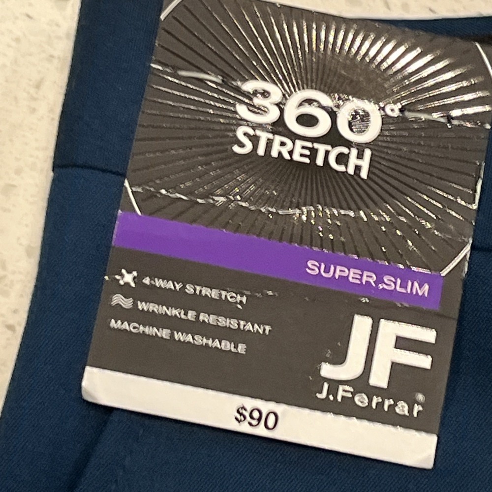 J. Ferrar Slim 360 Stretch Washable Cropped Blue Pants 32 x 34 NWT - Picture 2 of 7